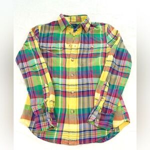Women’s Polo Ralph Lauren Yellow Plaid Button Down Shirt Size XS